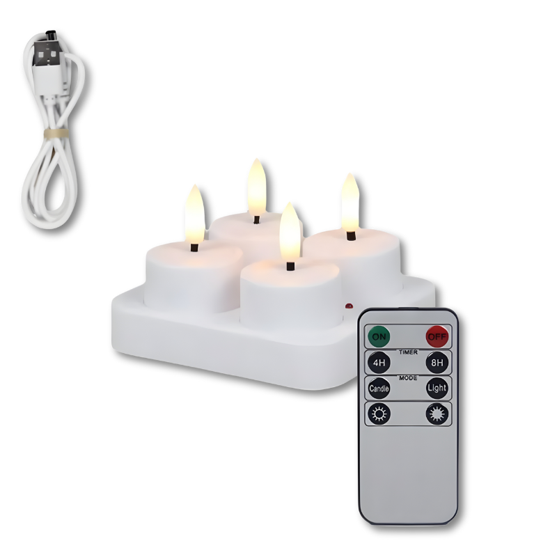 Bougies LED rechargeables avec télécommande et minuterie – lumière vacillante | Restfield
