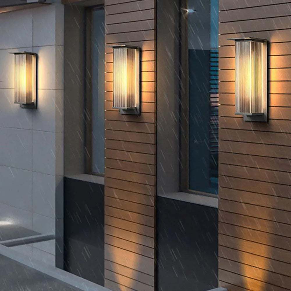 Rectangular Outdoor Wall Lamp Metal LED IP68 Waterproof Modern Design Garden Terrace Veranda Facade Black | Sansoti