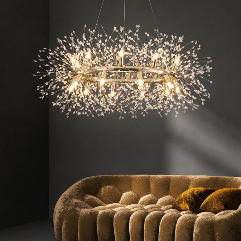 Hängeleuchte Kristall Metall Goldfarben Modernes Design LED E27 Wohnzimmer Esszimmer Stimmungsvolle Beleuchtung | Sansoti