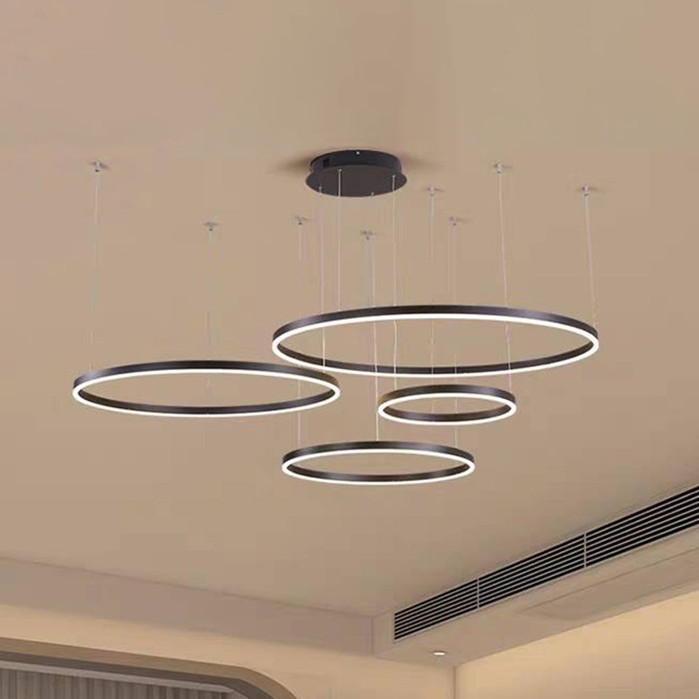 Hängeleuchte Ring LED Rund Metall Schwarz Gold Kaffee Dimmbar Wohnzimmer Schlafzimmer Esszimmer | Restfield
