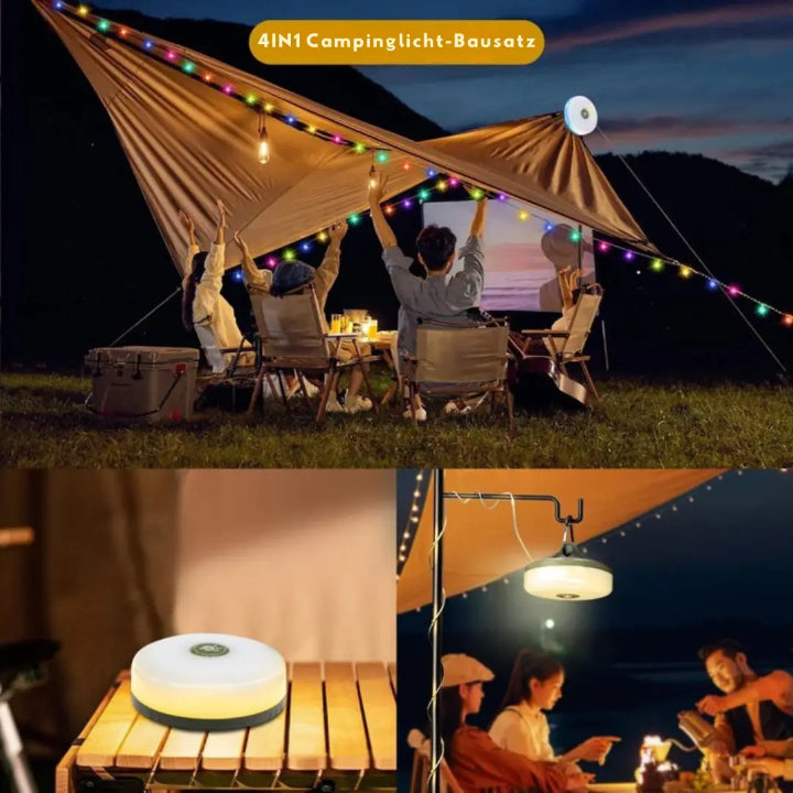 4-in-1 Campinglamp LED RGB Lichtslinger 10m 2000mAh Powerbank IPX4 Tentlamp Zaklamp Buitenlamp Festival Tuin Oplaadbaar | Sansoti