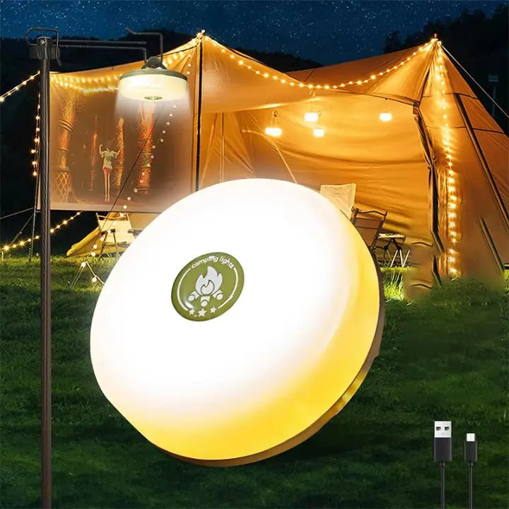 4-in-1 Multifunctionele Campinglamp USB Oplaadbaar met RGB Lichtslinger en Powerbank Functie Magnetisch | Sansoti