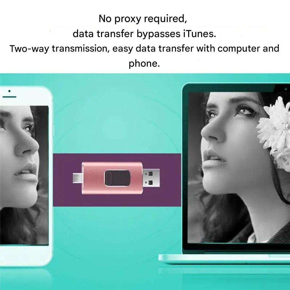 Clé USB 4-en-1 universelle 16GB-1TB métal Lightning USB-C Micro-USB compatible Android iOS Windows macOS | Sansoti
