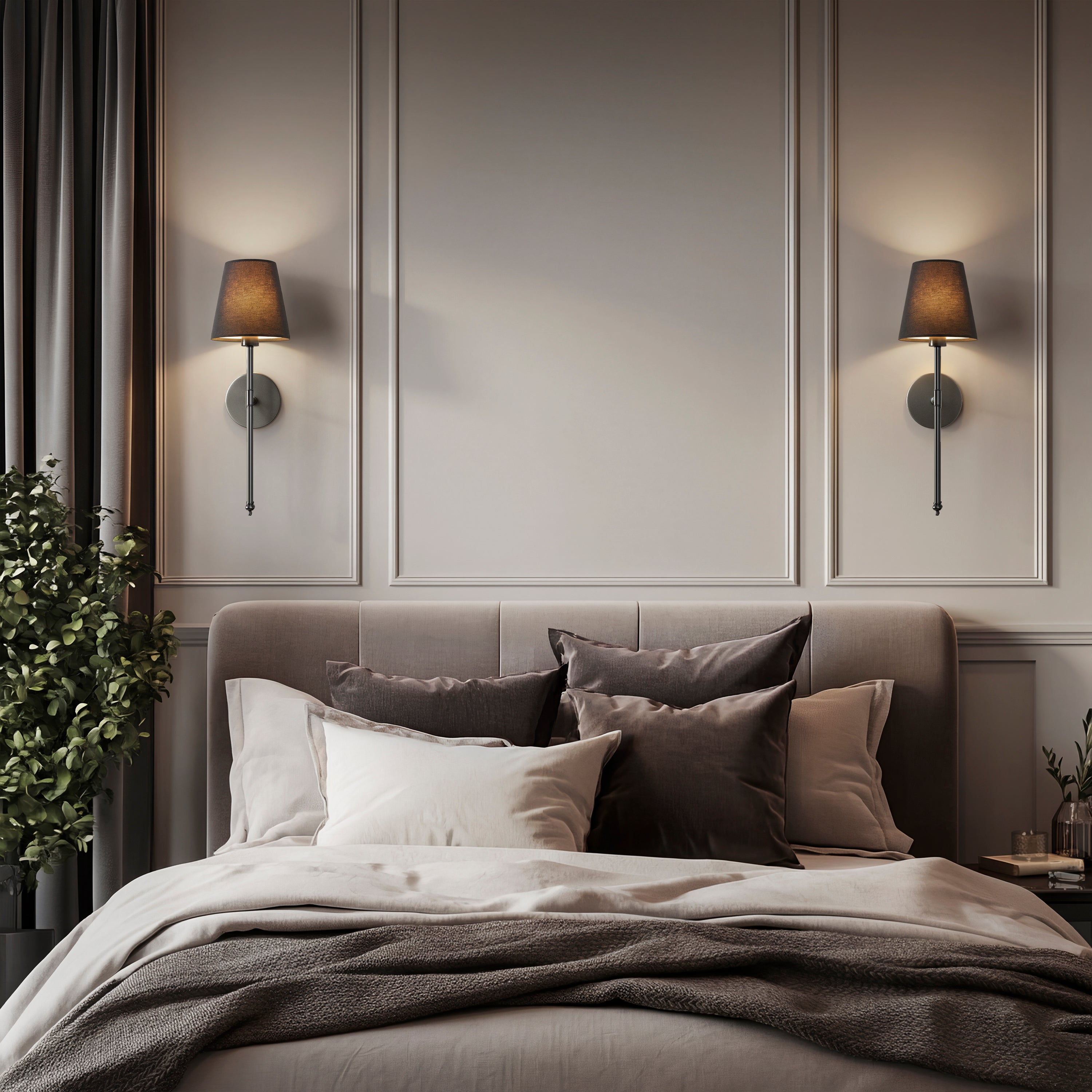 Applique murale Or Abat-jour noir Set de 2 Sans fil Télécommande Dimmable RGB Chambre Salon | Restfield