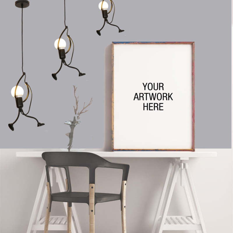 Suspension en métal en forme de figure LED E27 noir blanc design moderne éclairage intérieur salon salle à manger chambre | Sansoti