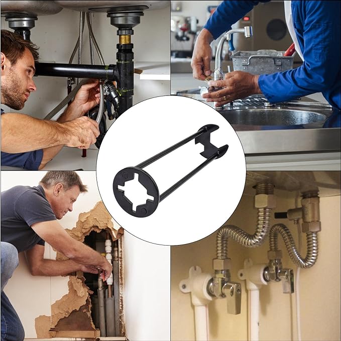Multifunctionele Kraansleutel voor Moeilijk Bereikbare Plaatsen | Extra Lang Gereedschap voor Kranen & Douches | 360° Draaibaar Loodgieterswerktuig | Montage Installatie Keukenkraan Badkamer | Sansoti