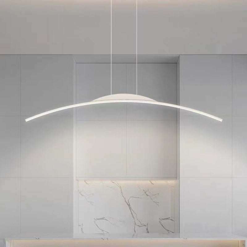 Hanglamp Gebogen Metaal LED Dimbaar Afstandsbediening Lineair Boogvorm Modern Interieur Kantoor 100cm | Sansoti