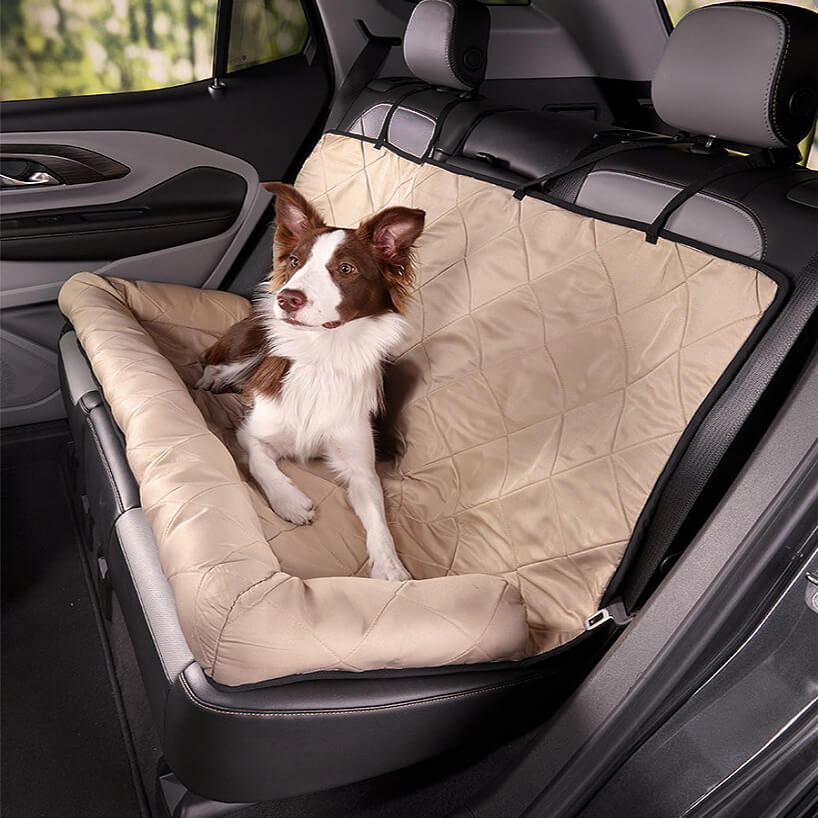 Hondenmand Auto Achterbank Medium/Large met Veiligheidsriemen & Opbergtasje - Comfortabel Veilig Reizen Hond | Sansoti
