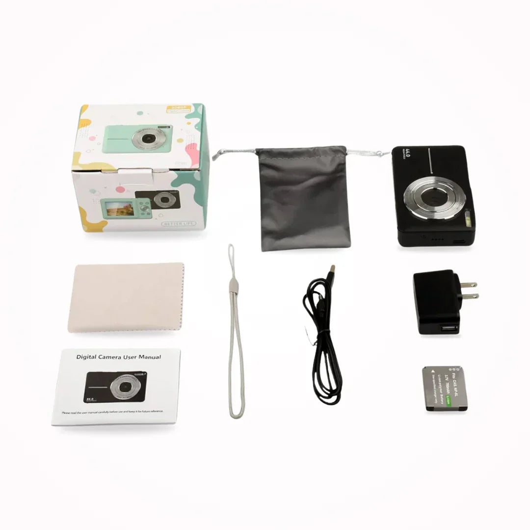 Compacte Digitale Camera Vintage Stijl 1080p Video 32GB SD-Kaart Inclusief Reisfotografie Vlogging Vakantie | Sansoti