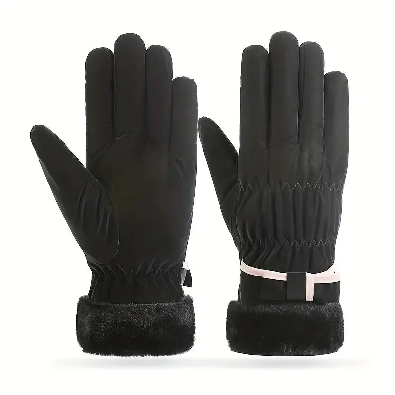 Gebreide Handschoenen met Strik Dames Touchscreen Winterhandschoenen Warme Skihandschoenen Fietshandschoenen | Sansoti
