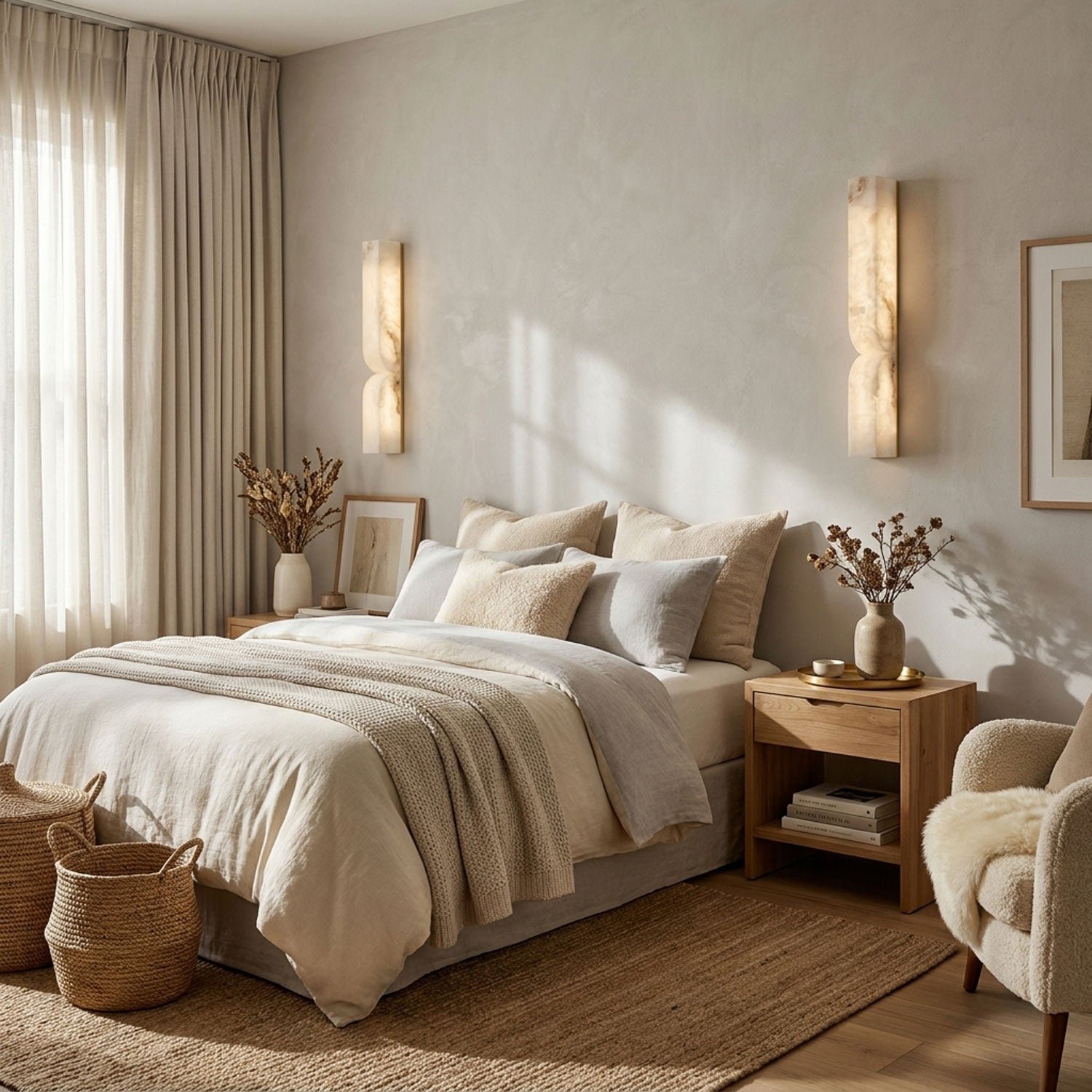 Natuursteen Wandlamp – Massief Alabaster met Organische Vormgeving & Warm Licht | Sansoti