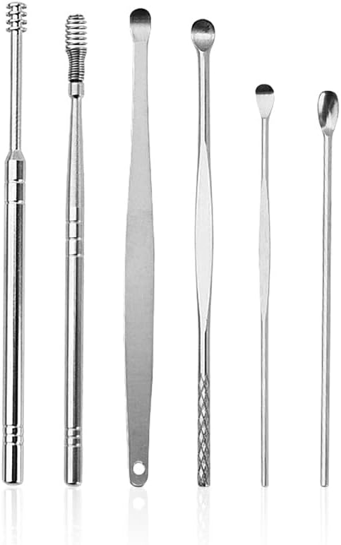 Earwax Removal Set with 6 Stainless Steel Instruments - Reusable Ear Cleaning Tools | Sansoti