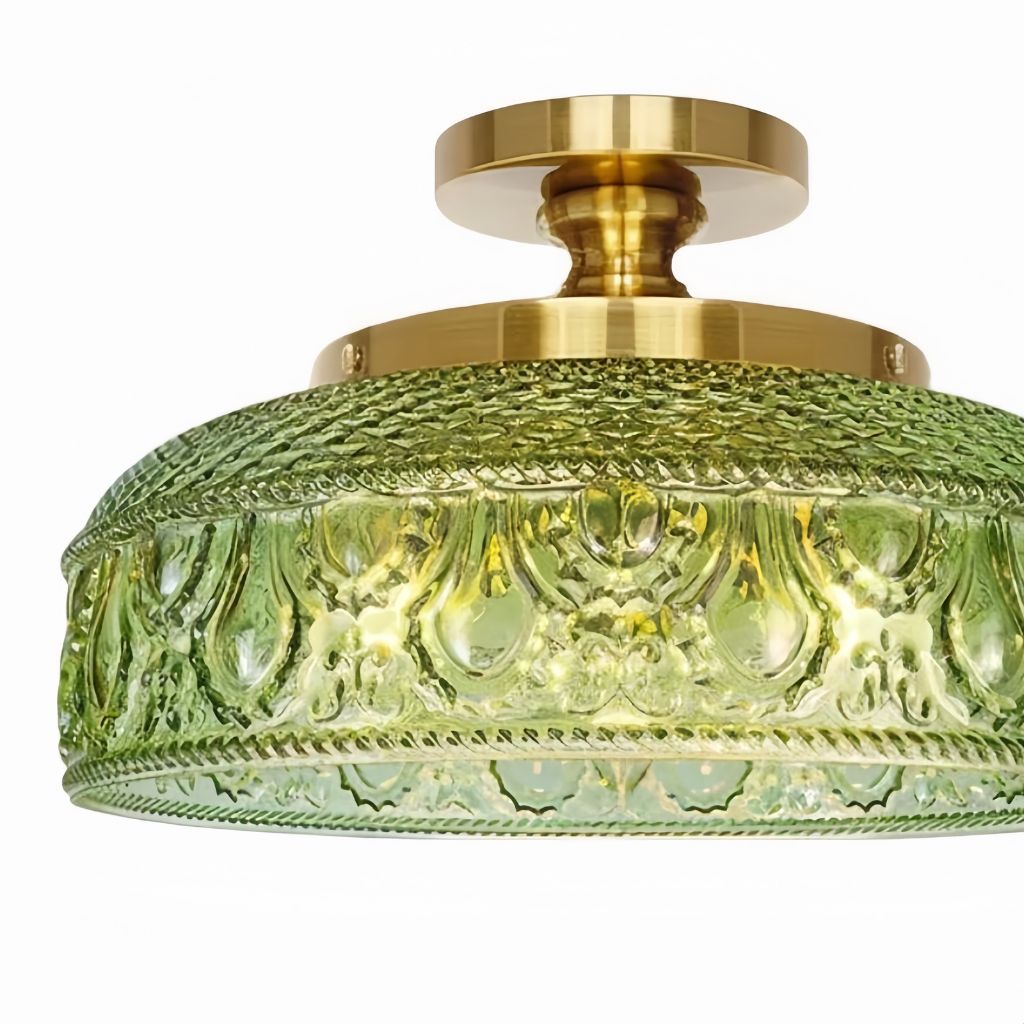 Geribbelde Glazen Plafondlamp met Metalen Armatuur – Minimalistische Verlichting voor Slaapkamer en Gang | Sansoti
