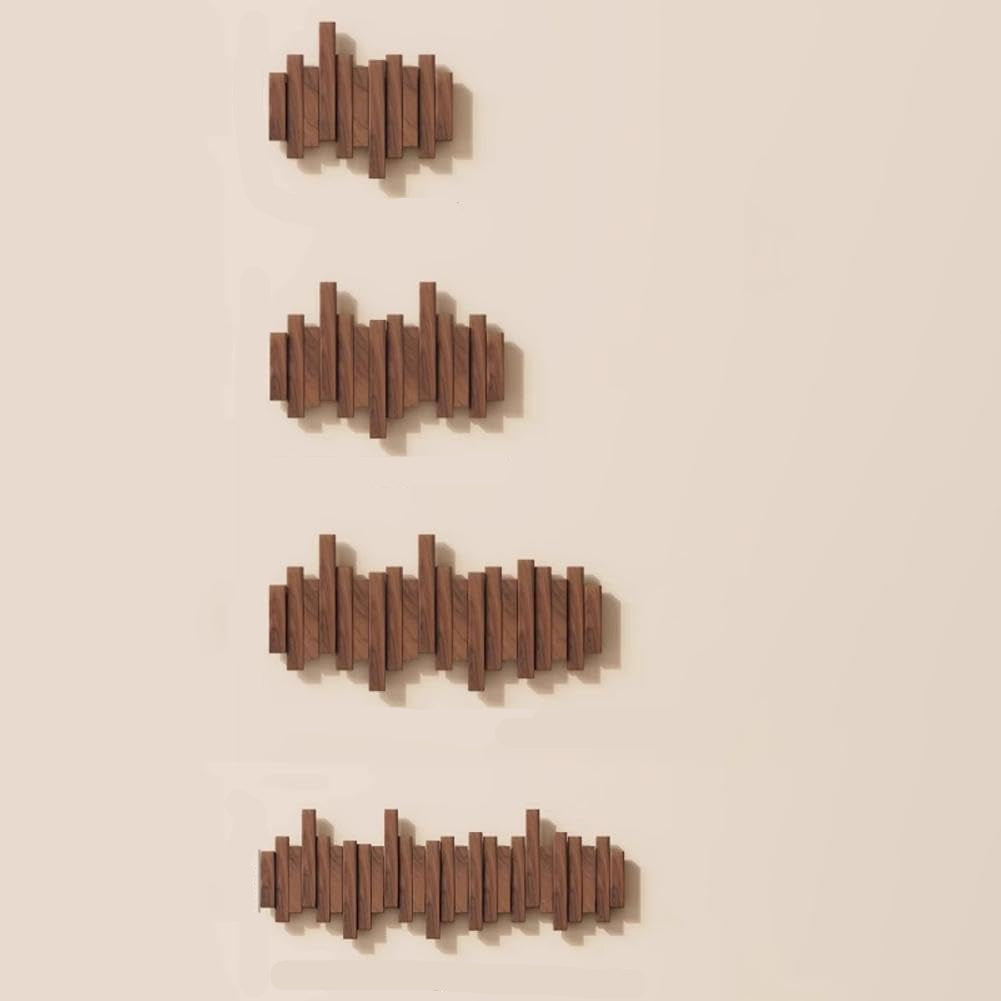 Wandkapstok met Magnetische Opvouwhaken - Scandinavisch Design - 4 tot 10 Haken - Modern Essenhout of Walnoot - Ruimtebesparend Hallway Organizer - Sleutellochophanging | Sansoti