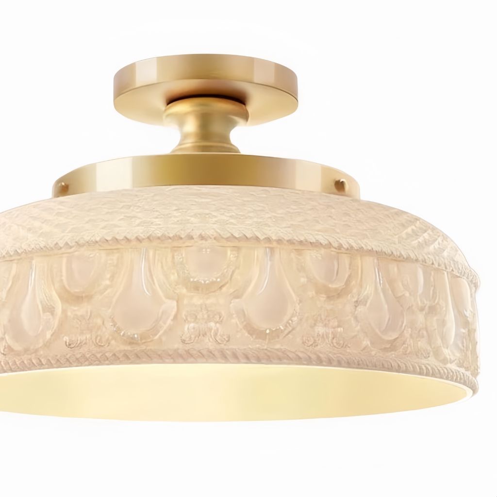 Geribbelde Glazen Plafondlamp met Metalen Armatuur – Minimalistische Verlichting voor Slaapkamer en Gang | Sansoti