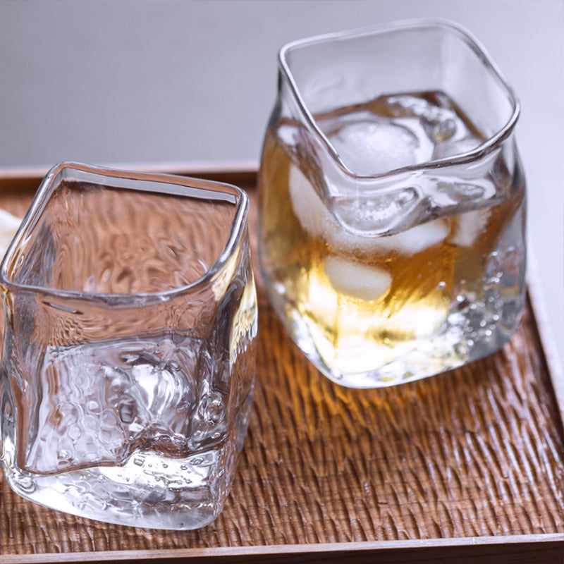 Handgemaakt Whiskyglas met Luchtbellen 255ml Kristalglas Transparant Robuust voor Single Malt Scotch Bourbon met Houten Luxe Giftbox Perfect Cadeau | Sansoti
