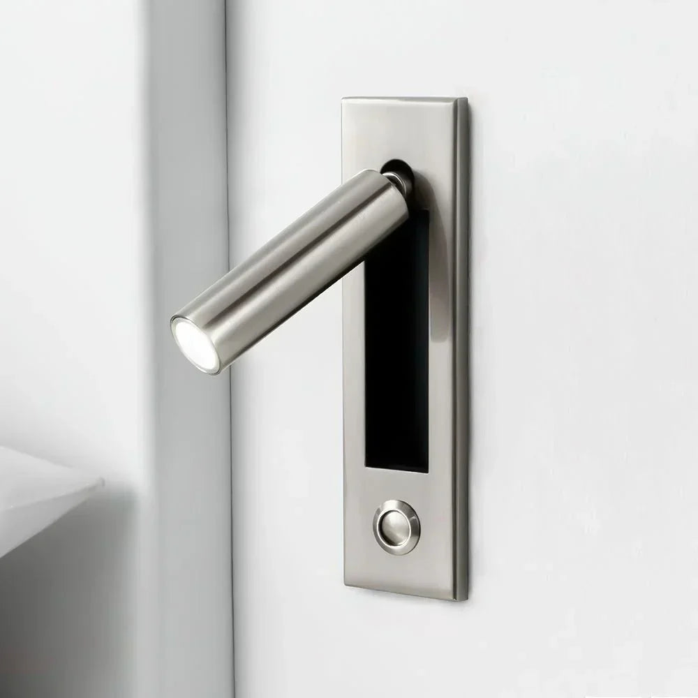 Drehbare Wandleuchte aus Metall in Zylinderform, Leselampe mit verstellbarem Licht, modernes Design, Schwarz und Gold, Nachttischlampe | Sansoti