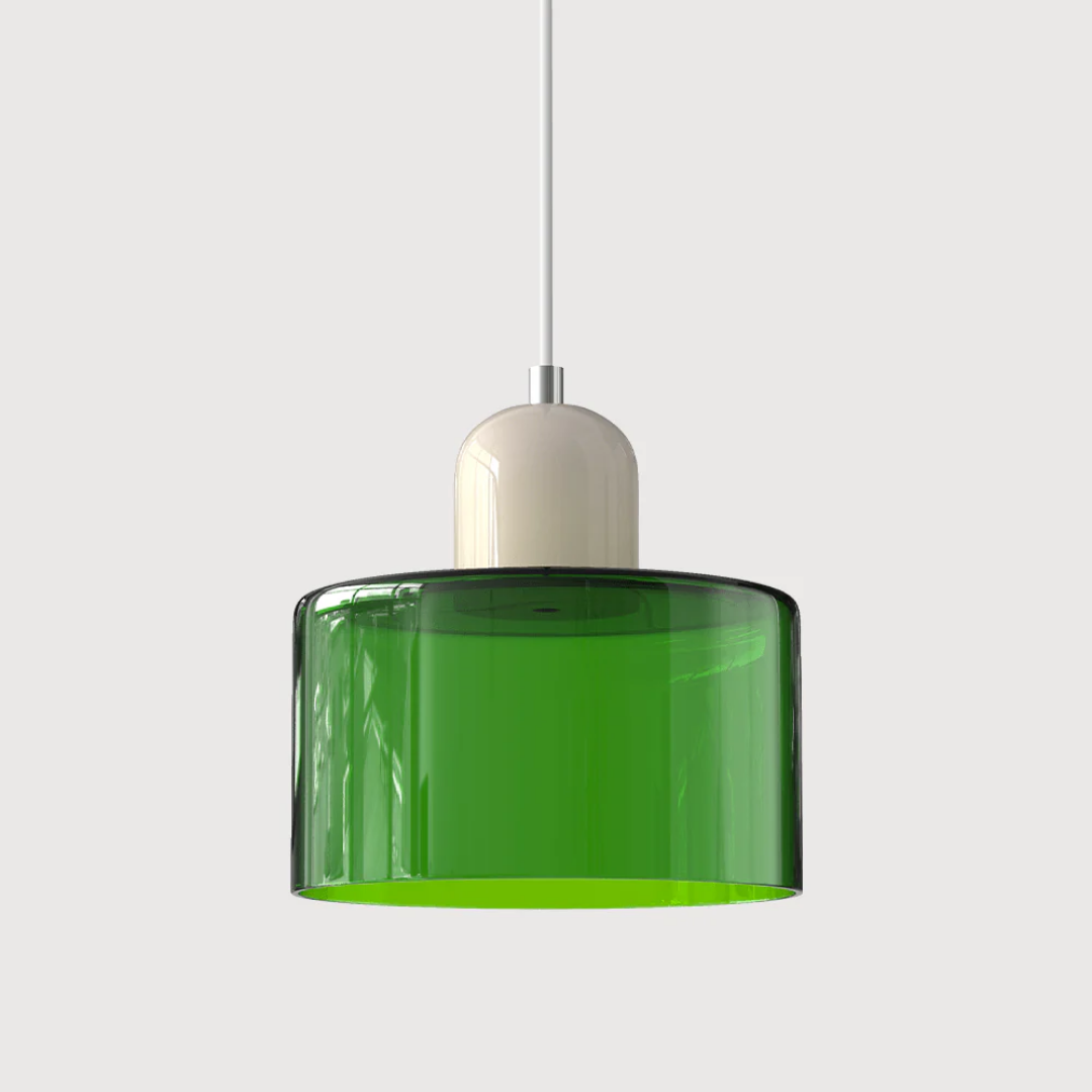 Lismeno Retro Hanglamp Glas 15cm Groen Oranje Eettafel Keuken Vintage Verlichting Compact | Sansoti