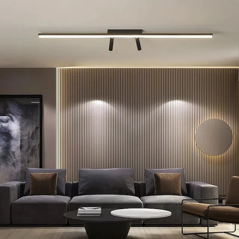 Deckenleuchte LED Linear Metall Silikon Schwarz Verstellbare Spots 80 100cm Schlafzimmer | Restfield