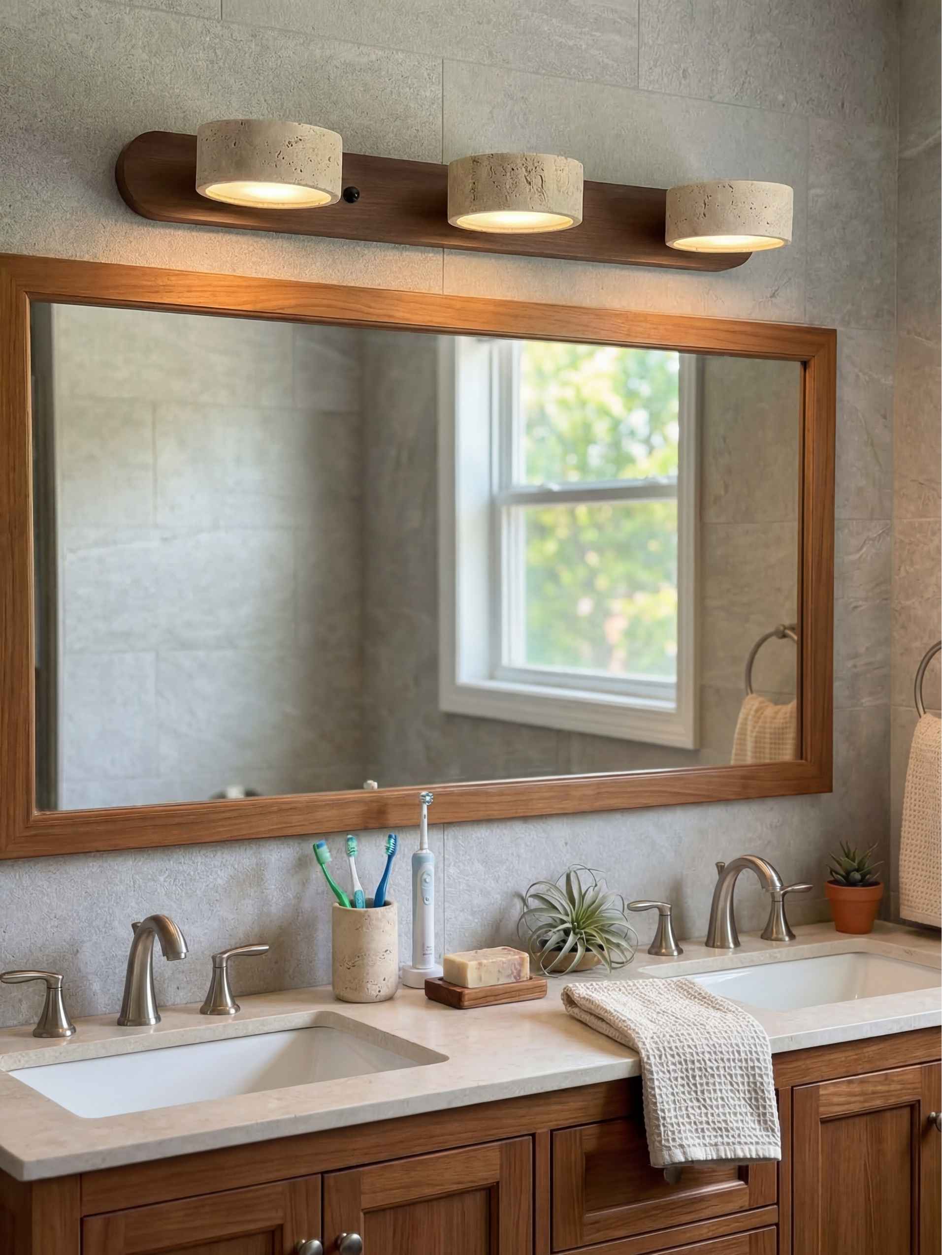 Wandlamp met meerdere lichtpunten natuursteen modern badkamerverlichting warmwit koelwit 2-3-4 lichts stenen armatuur | Sansoti
