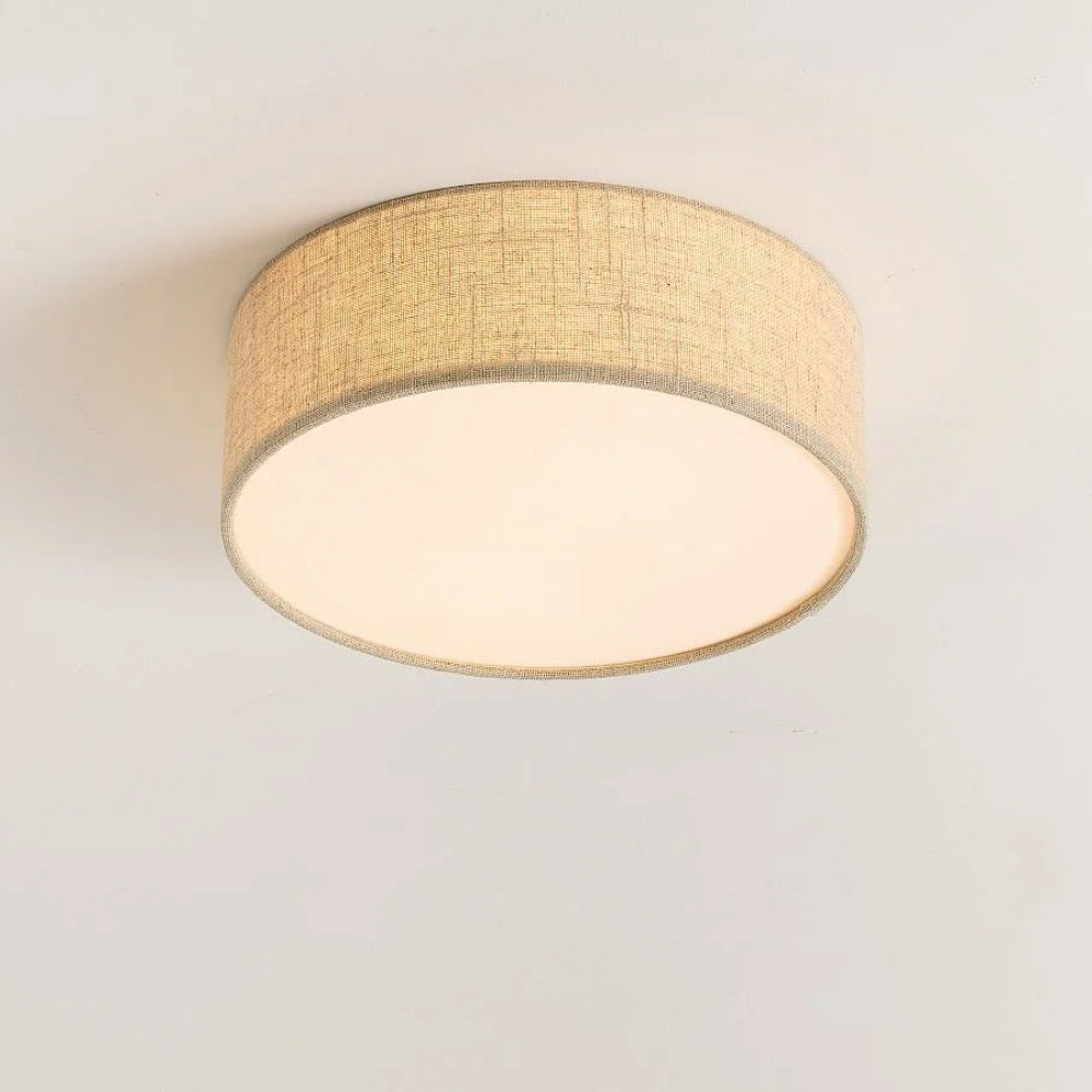 Linen ceiling lamp with drum shade, modern design, E27 socket, Scandinavian style, bedroom, living room | Sansoti
