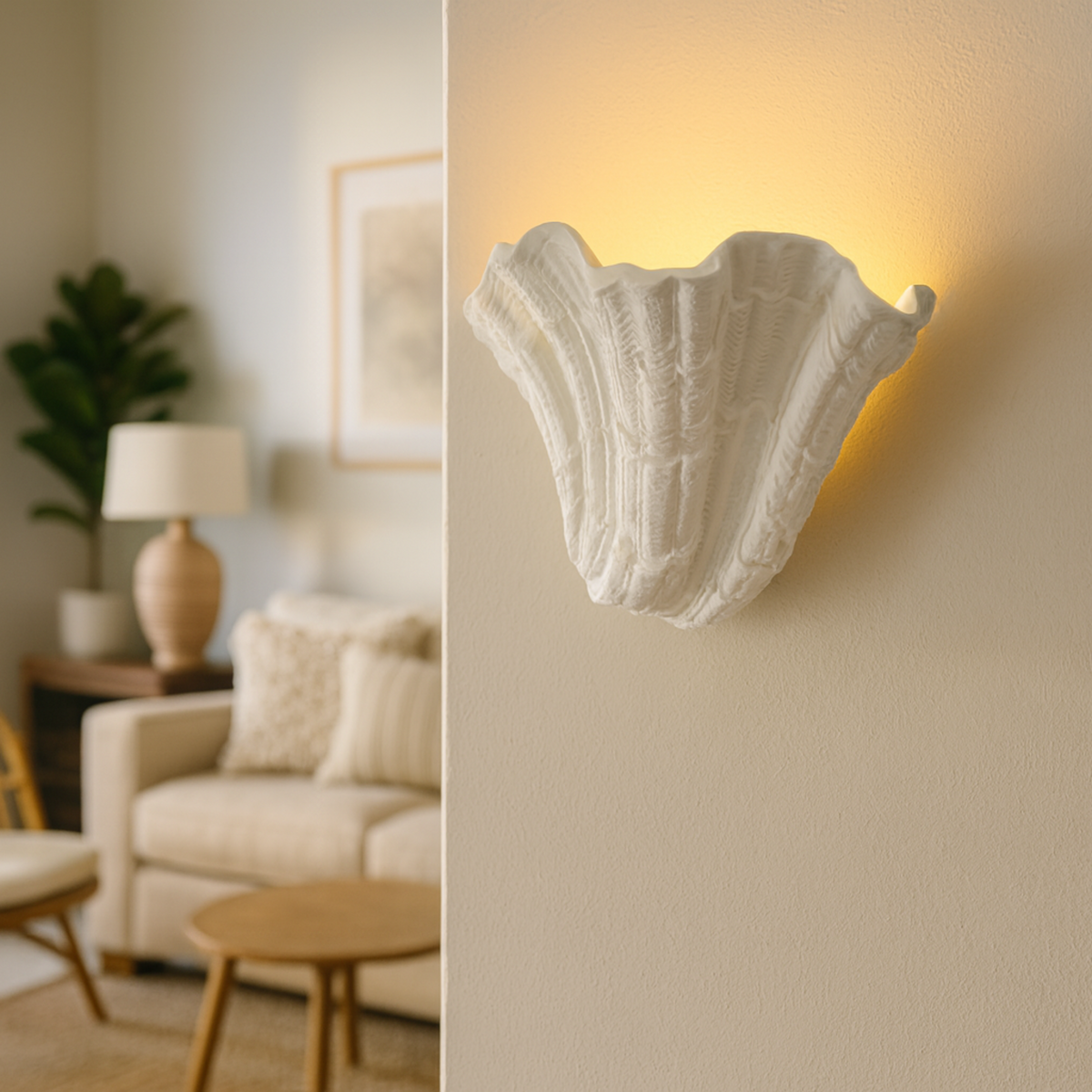 Plaster Shell Wall Light G9 LED Wabi-Sabi Baroque Sculpture Ambient Light Warm White Design Interior Wall Lighting | Sansoti