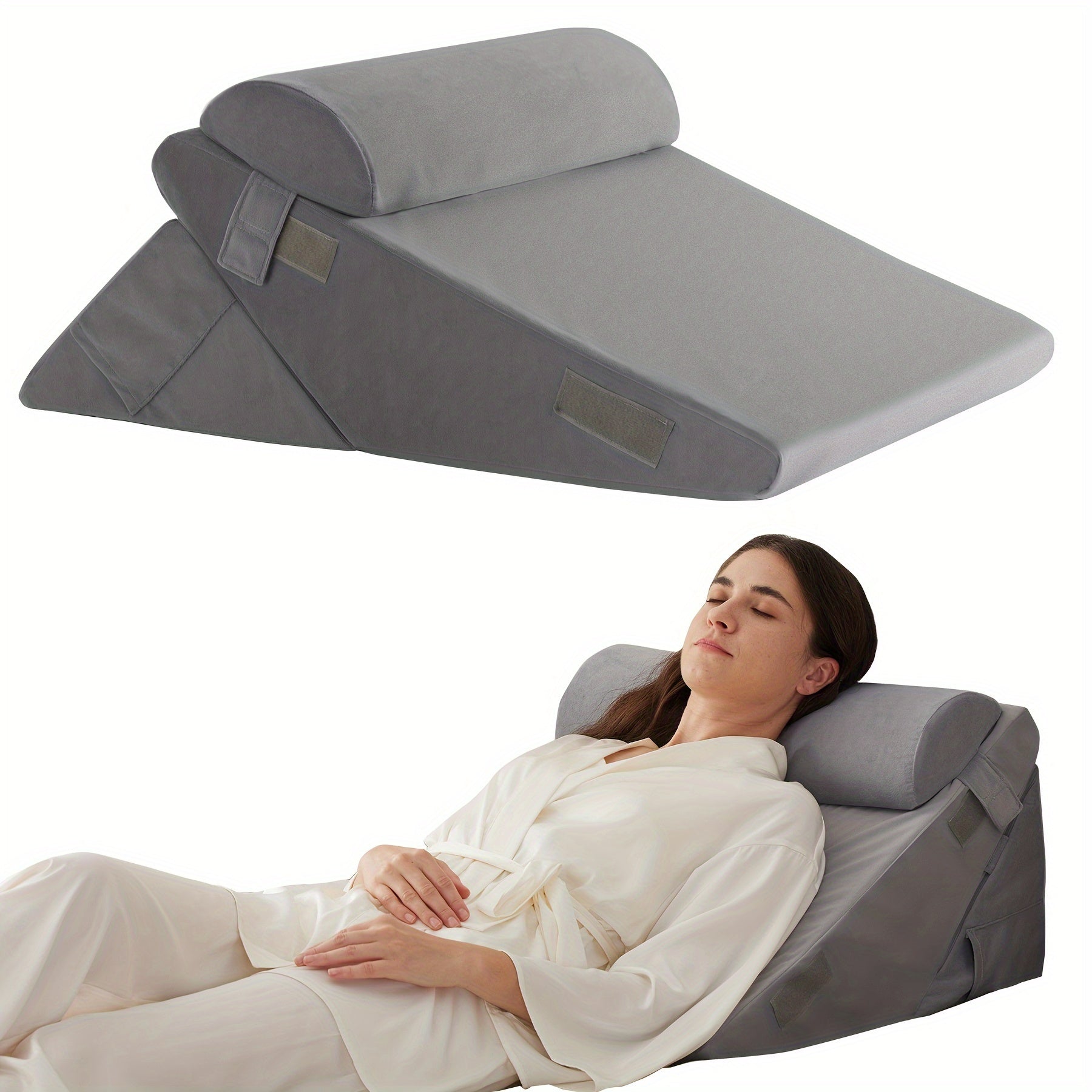 Verstelbaar Wigkussen voor Bed – Premium Memory Foam Ondersteuning Rug Benen Knieën Herstel | Sansoti