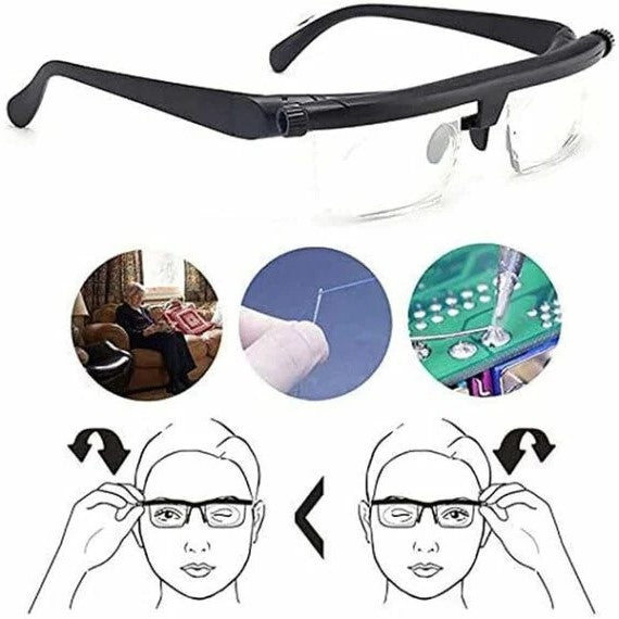 Lunettes de lecture réglables de près et de loin avec molette, mise au point autoréglable, sans ordonnance, verres en polycarbonate | Sansoti