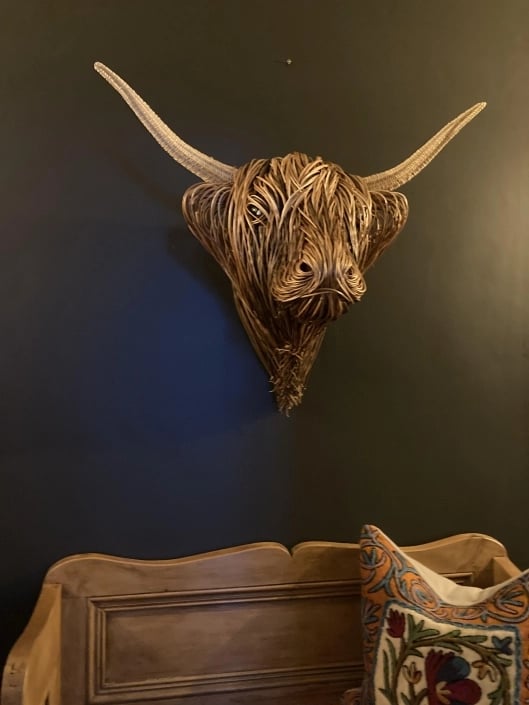 Wanddecoratie Stier Hoofd Handgemaakt Riet Naturel Woonkamer Landelijk Highland Cow Wandsculptuur Muurdecoratie Rustiek | Sansoti