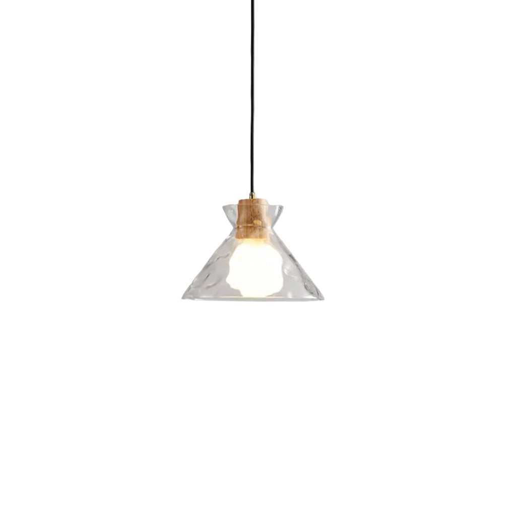 Glazen Hanglamp met Geslepen Koepel en Houten Accenten – Rustieke Eethoekverlichting | Sansoti