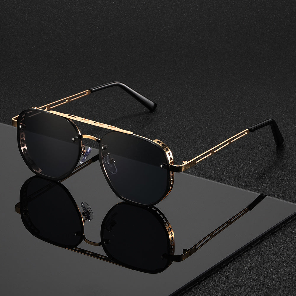 Minimalistische Metalen Zonnebril met UV-bescherming Ronde Glazen Unisex | Sansoti