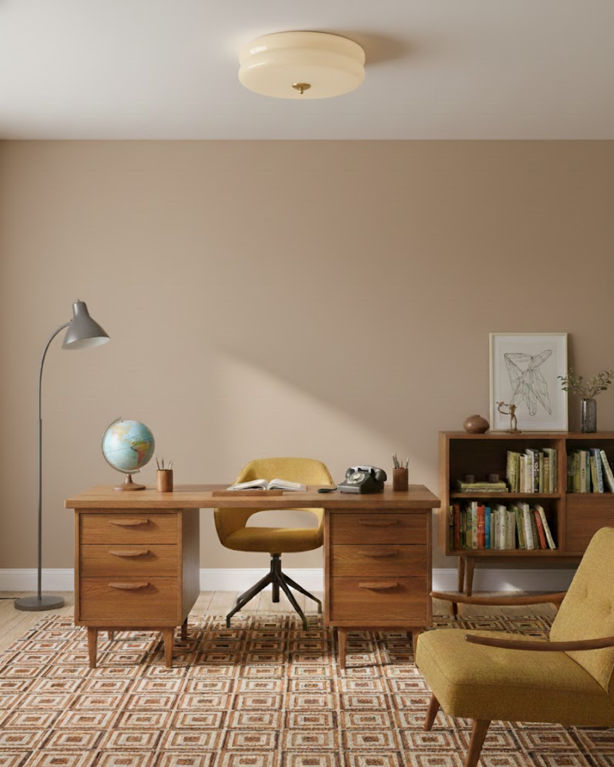 Art Deco Plafondlamp In Beige Met Chroom Accent En Warme Sfeerverlichting | Sansoti