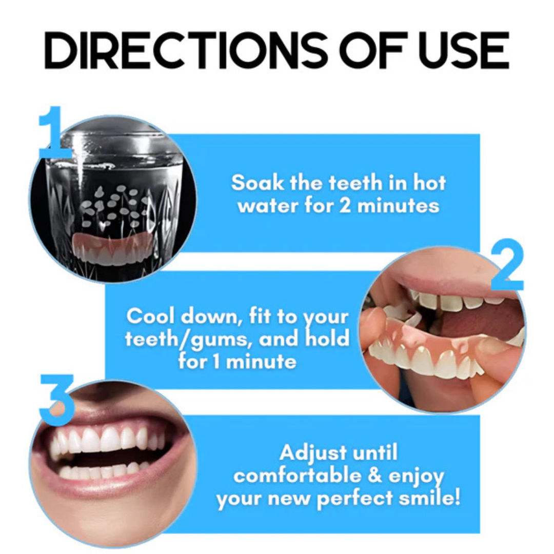 Silicone Cosmetic Teeth, Reusable Dentures for a Natural Smile at Parties and Events | Sansoti