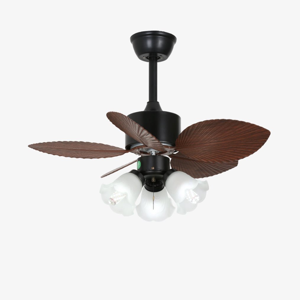 Plafondventilator met verlichting Florence in vintage houtlook — design plafondventilator met lamp, 6 snelheden, afstandsbediening, E27 of LED, geschikt voor woonkamer slaapkamer | Sansoti