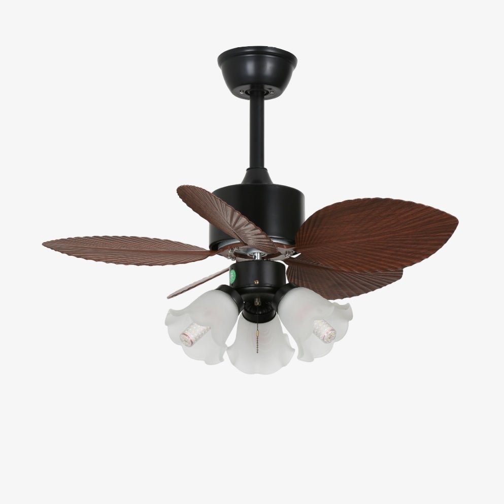 Plafondventilator met verlichting Florence in vintage houtlook — design plafondventilator met lamp, 6 snelheden, afstandsbediening, E27 of LED, geschikt voor woonkamer slaapkamer | Sansoti