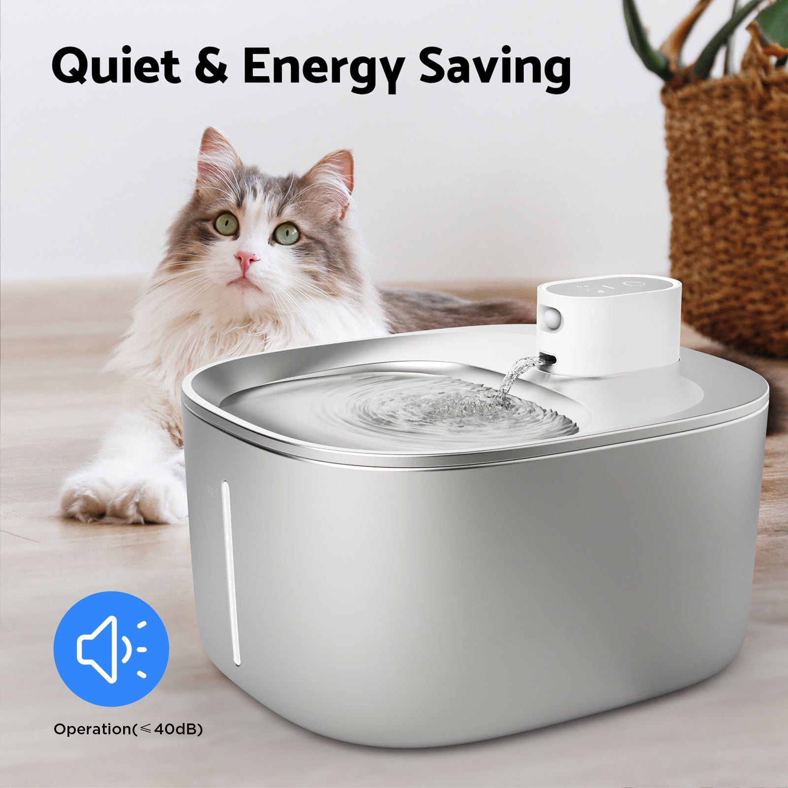 Slimme RVS Drinkfontein voor Katten en Kleine Honden 4L – Draadloos met Filter en Stil Waterpomp | Sansoti
