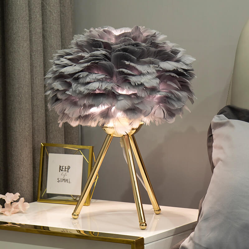Tafellamp Driepoot Verendesign Goudkleurig Metaal Sfeerlicht Slaapkamer Leeslamp Nachtkastje Woonkamer | Sansoti