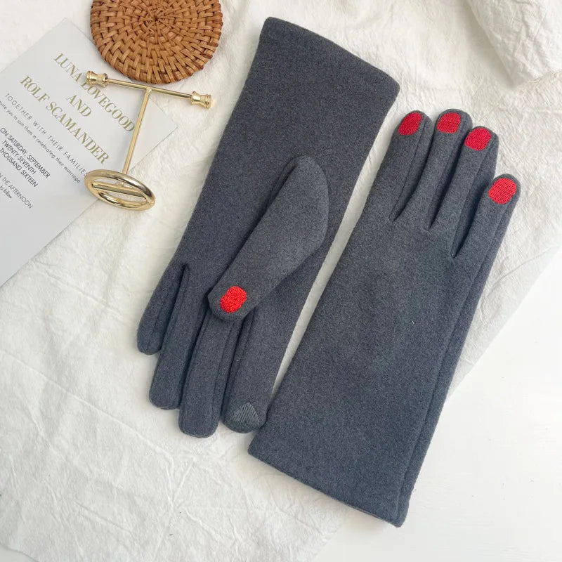 Winter Gloves with Touchscreen Function and Nail Polish Design, Fleece-Lined Warm Women's Gloves | Sansoti