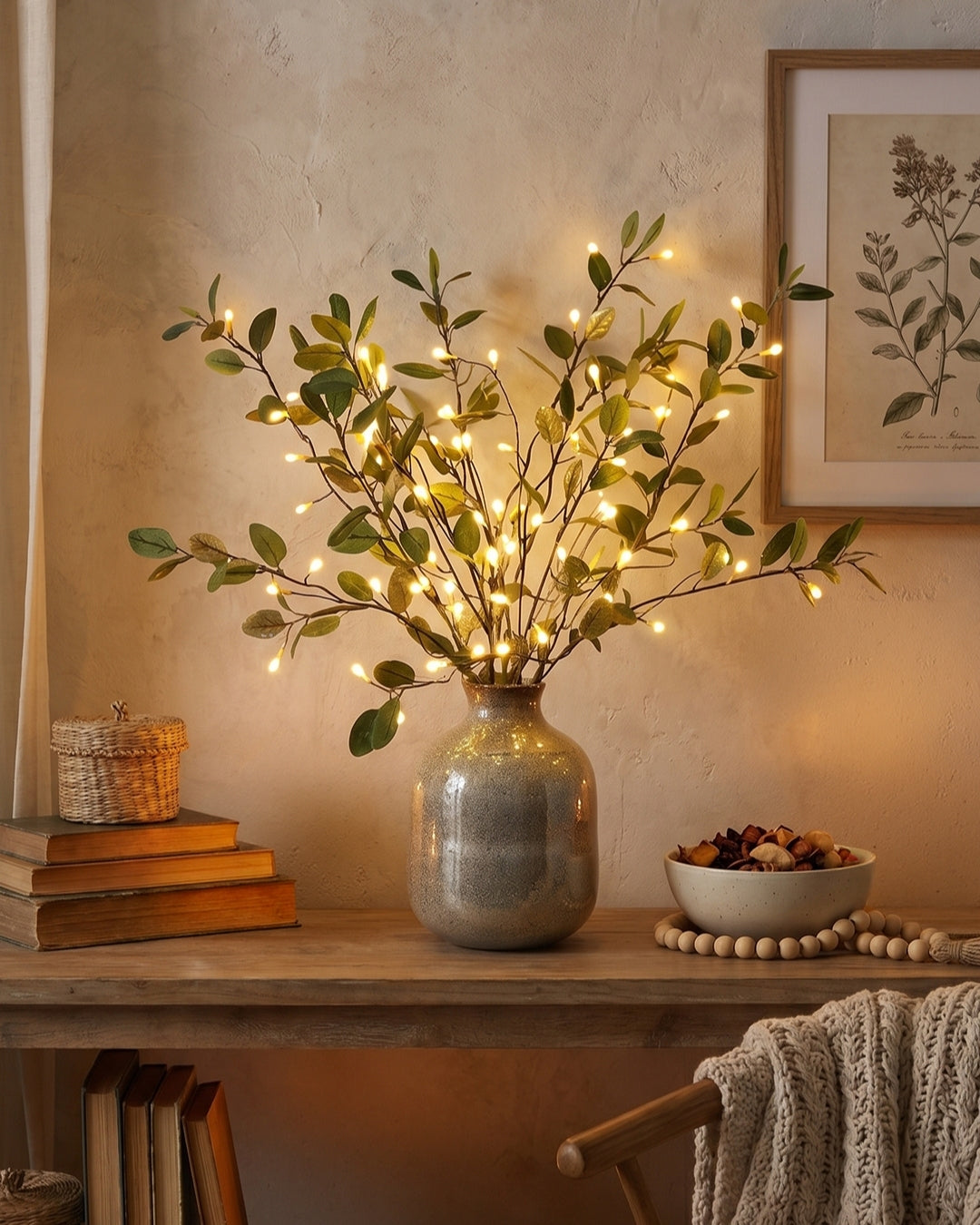 Decoratieve LED Verlichtingstak met Natuurlijke Bloesemvorm 70cm – Flexibele Sfeerverlichting voor Vazen en Schoorsteenmantels | Sansoti