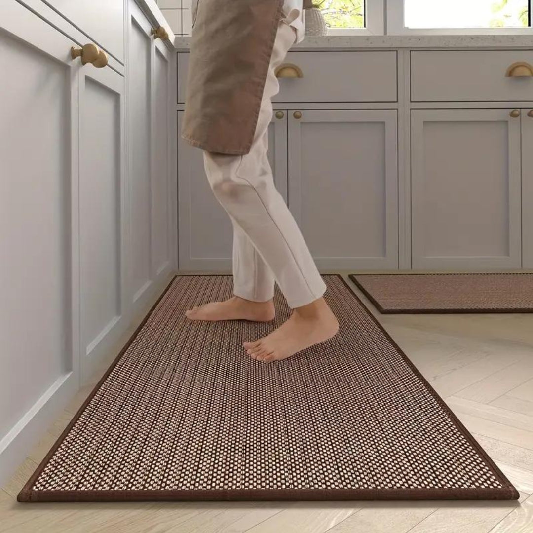 Keukenmat set 2 stuks 45x120 45x70 antislip ergonomisch beige keuken loper comfort mat keuken vloer anti slip sta mat | Sansoti