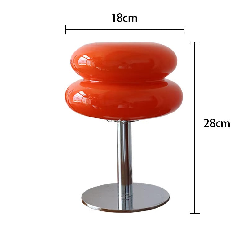 Venice Macaron Paddenstoel Tafellamp – Design Glazen Koepel met IJzeren Voet – Decoratieve Verlichting voor Slaapkamer Woonkamer – Ø18×28cm | Sansoti