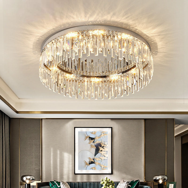 Kristall Deckenleuchte Rund Modern Flush Mount Chrom E12 Dimmbar Wohnzimmer Schlafzimmer