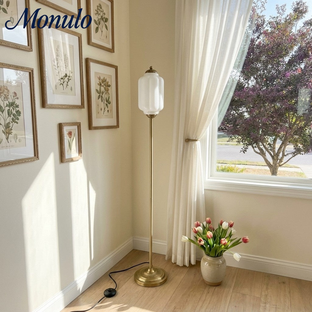 Decoratieve Glazen Pompoen Vloerlamp Retro Organische Stijl Woonkamer Staande Lamp | Sansoti