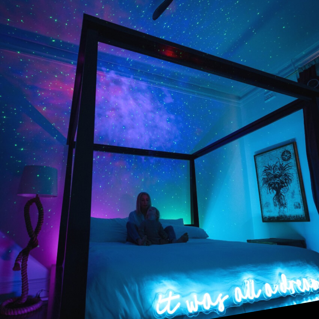 Sterrenprojector met Bluetooth Speakers en 21 Kleuren — Sferische Lichtprojector met Afstandsbediening voor Slaapkamer en Woonkamer | Sansoti