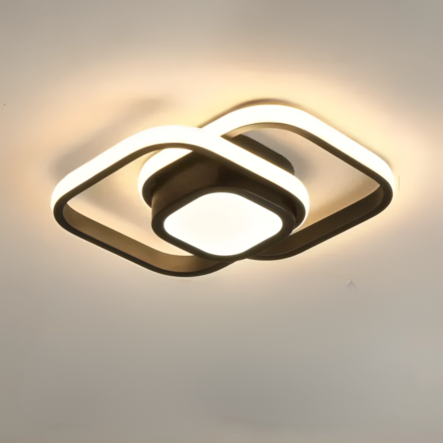 LED Plafondlamp Twee Ringen Design Warm Wit 18W Aluminium Acryl Modern Hal Gang Kantoor Balkon Verlichting | Sansoti