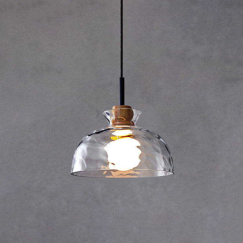 Hanglamp Glas Hout Transparant E26 Woonkamer Slaapkamer Eetkamer Pendellamp Glazen Kap Bell Cone Bowl Industrieel Retro | Sansoti