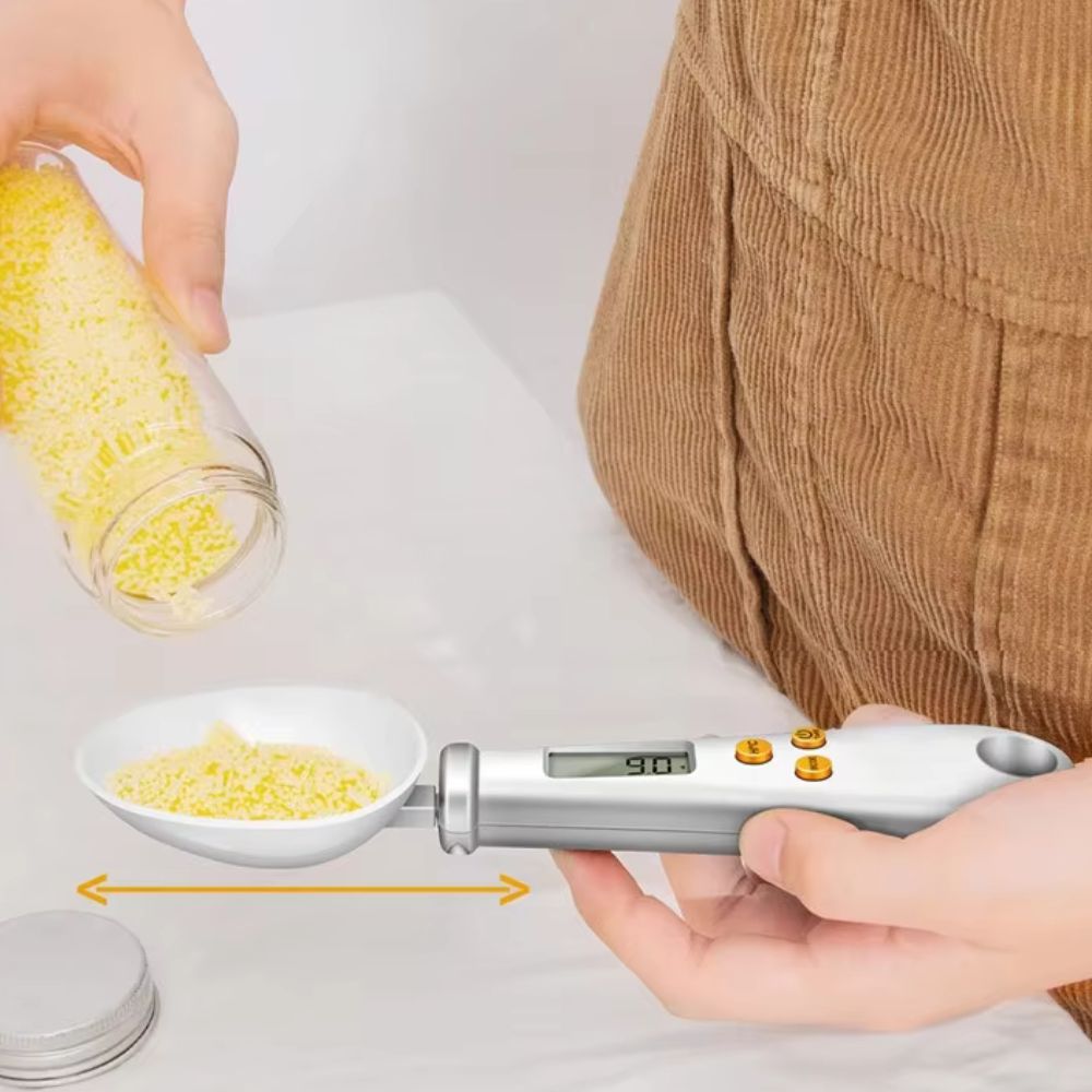 Cuillère-balance de cuisine numérique de précision 500 g avec thermomètre, blanche et noire, pour cuisiner, pâtisser et mesurer | Sansoti
