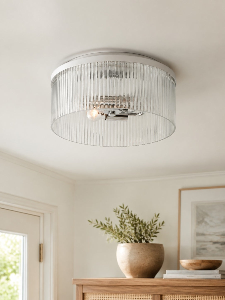 Geribbelde Glazen Plafondlamp Modern Laagbouw Ontwerp Slaapkamer Woonkamer Gang | Sansoti