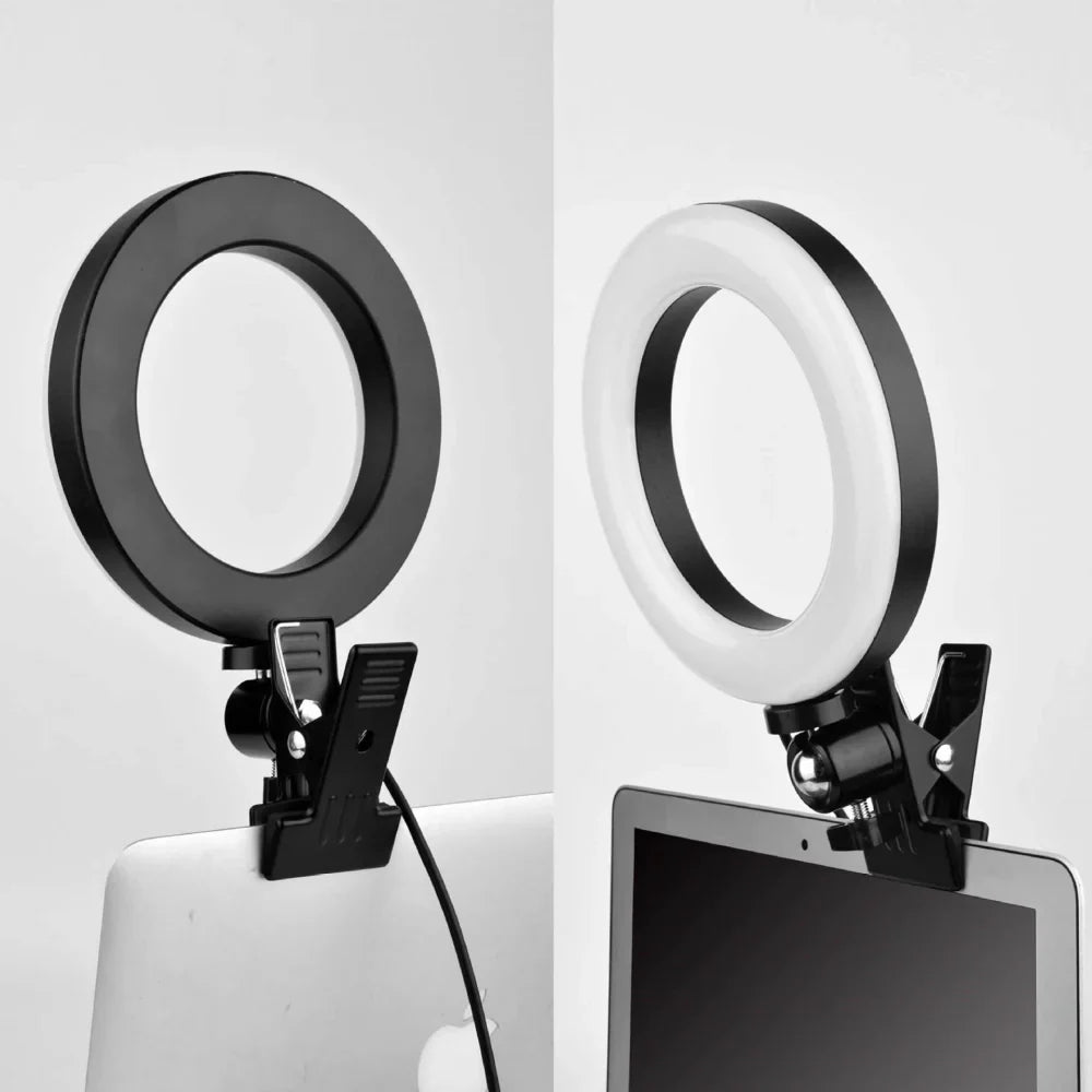 LED Ring Light with Clamp Modern Dimmable Desk Lamp with 360° Rotation – Perfect for Video Calls, Makeup, Photography | Sansoti