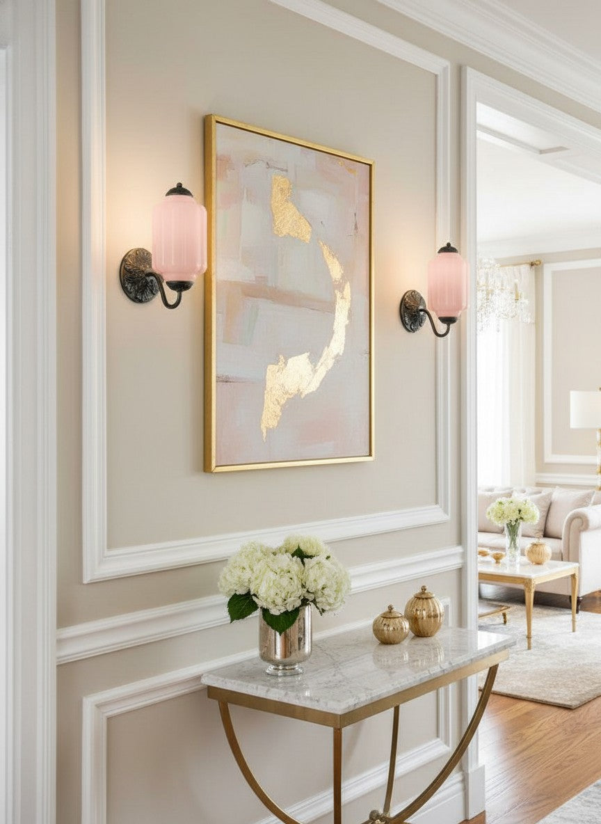 Melkglazen Wandlamp Eloise voor Hal en Slaapkamer | Vintage Wandverlichting met Melkwit Glas | Sansoti